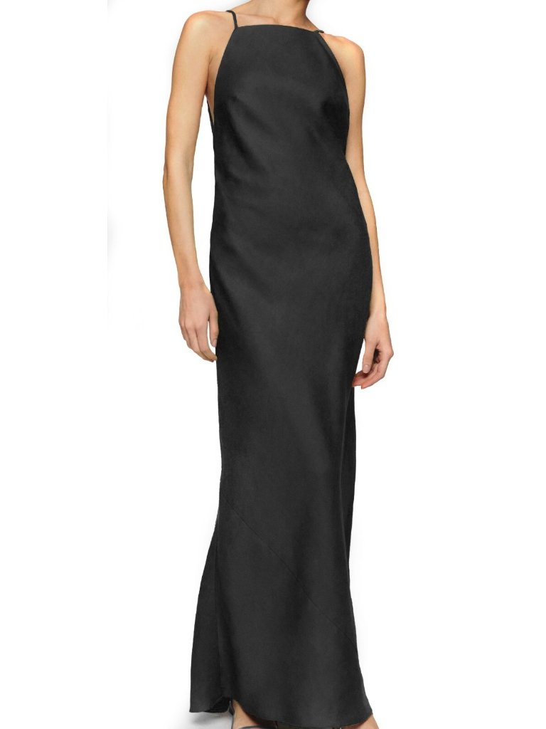 Reformation Selia Women's Open Back Linen Maxi Dress In Black Size M